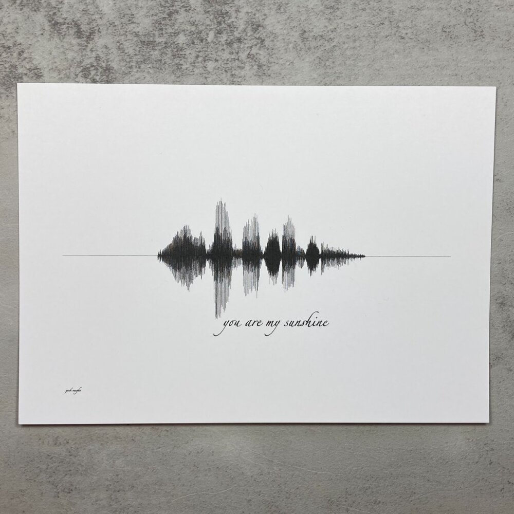 NEW You Are My Sunshine Soundwave Wall Art Print 5x7in Black White Minimalist